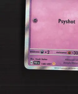 Abra 148/091 Paldean Fates Shiny Holo Rare Pokemon Card NM - Image 5