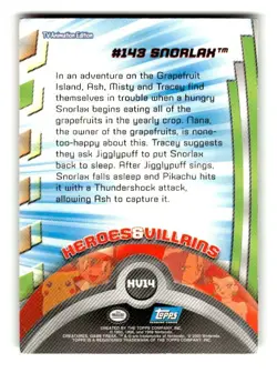 2000 Topps Pokemon Trading Card HV14 #142 Snorlax LP - Image 2