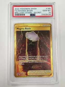 MAGMA BASIN ~ PSA 10 Pokemon Card Brilliant Stars 185/172 Full Art GEM MINT - Image 1