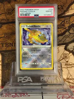 Pokemon tcg Lost Origin Radiant Steelix holo Rare card 124/196 PSA 10 - Image 1