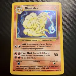 Pokemon TCG Ninetales Base Set Holo Card 12/102 Unlimited Rare, LP/NM Condition - Image 1