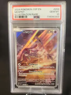 2024 POKEMON SV SURGING SPARKS SSP EN #204/191 MESPRIT ILLUSTRATION RARE PSA 10 - Image 1