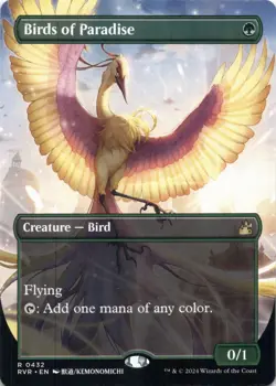Birds of Paradise (Anime Borderless) Ravnica Remastered - Magic MTG NM - Image 1