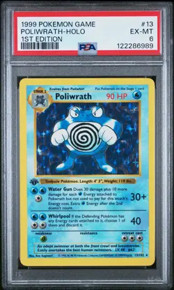 1999 POKEMON BASE SET 1ST EDITION #13 POLIWRATH-HOLO PSA 6 - Image 1