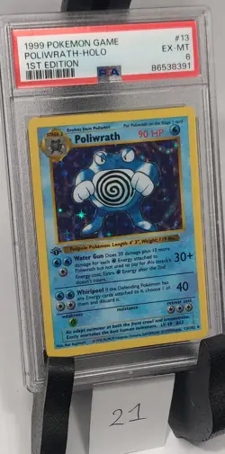 1999 Poliwrath 1st Edition Holo Base Set Pokemon #13 PSA 6 - Image 4