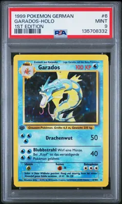 Pokemon PSA 9 MINT GERMAN Gyarados (Garados) 6/102 Base Set Holo 1st Ed - Image 1