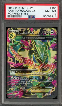 Pokemon M Rayquaza EX XY Roaring Skies Full Art #105 PSA 8 - Image 1