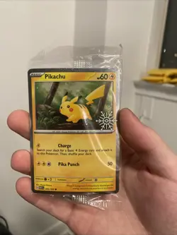 Pikachu 025/165 -Sealed Holiday Calendar Snowflake Stamped Promo Holo Pokemon - Image 1