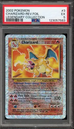 Pokemon Charizard Legendary Coll. Reverse Holo Rare #3 PSA 5 - Image 1
