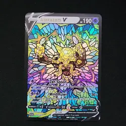 Pokemon Alakazam Stain Glass Custom Made Fan Art Holo - Image 1