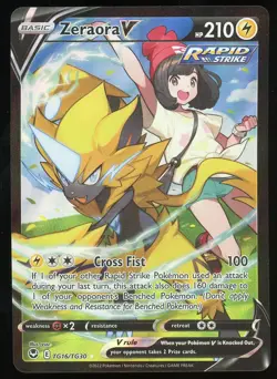 Pokemon TCG Zeraora V Holo Ultra Rare Full Art SW&SH Silver Tempest TG16/TG30 NM - Image 1