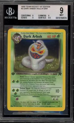 Pokemon Dark Arbok Team Rocket 1st Edition Holo Rare #2 BGS 9 Mint - Image 1