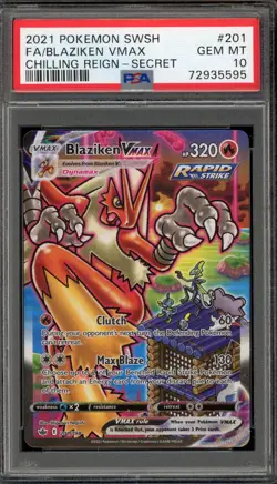 Pokemon Blaziken VMAX Chilling Reign Secret Rare Full Alt Art #201 PSA 10 - Image 1