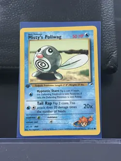 💥 Misty’s Poliwag 87/132 1st Edition Stamp Gym Heroes WOTC Pokemon Vintage 2000 - Image 1