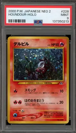 Pokemon Houndour Neo 2 Japanese Holo Rare #228 PSA 9 Mint - Image 1