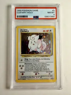 1999 Pokemon Clefairy 5/102 Base Set Unlimited PSA 8 - Image 1