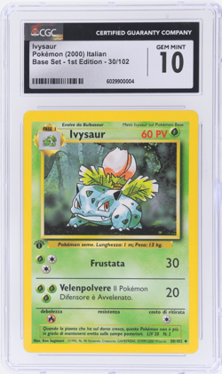 2000 Pokemon Base Set Ivysaur Italian 1st Edition #30 CGC 10 - Image 1