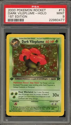 Pokemon Dark Vileplume Team Rocket 1st Edition Holo Rare #13 PSA 9 Mint - Image 1