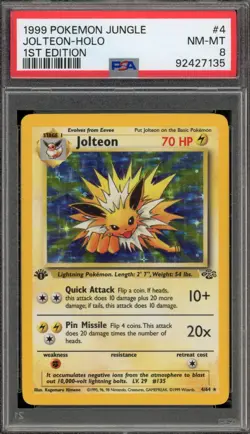 Pokemon Jolteon Jungle 1st Edition Holo Rare #4 PSA 8 - Image 1