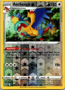 Archeops Reverse Holo 147/195 SWSH12: Silver Tempest Pokemon TCG Near Mint - Image 1
