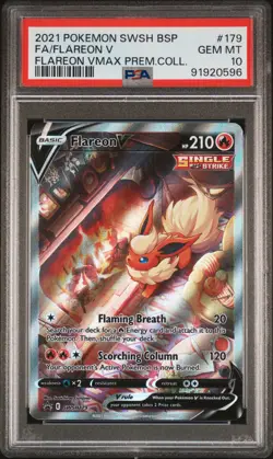 2021 Pokemon SWSH BSP FA/Flareon V - Flareon VMAX Collection #179 PSA 10 MT - Image 1