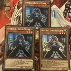 YUGIOH GHOST BELLE & HAUNTED MANSION RA01-EN011 COLLECTORS RARE x3 PLAYSET NM - Image 1