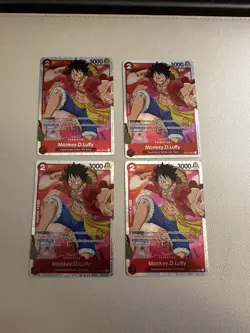 4x One Piece card game, Monkey.D.Luffy OP01-024, eng - Image 1