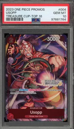 One Piece CCG Usopp Treasure Cup Top 16 Promo OP01-004 PSA 10 Gem Mint - Image 1