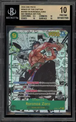 One Piece CCG Roronoa Zoro Wings of the Captain Manga Alt Art OP06-118 BGS 10 - Image 1