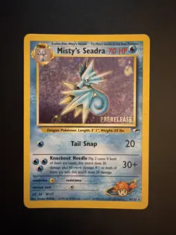Pokemon Card Misty's Seadra 9/132 Gym Heroes Holo Rare WOTC Prerelease NM-LP - Image 1