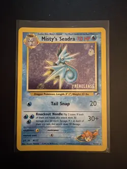 Pokemon Card Misty's Seadra 9/132 Gym Heroes Holo Rare WOTC Prerelease NM-LP - Image 3