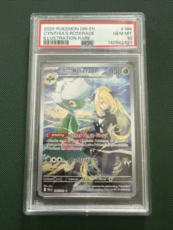 Pokemon TCG 2025 Destined Rivals Cynthia's Roserade Card #184/182 PSA 10 - Image 1