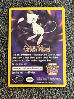 Catch Mew Promo Card - Pokemon the Movie - 1999 Pokemon Wizards of the Coast. - Image 1