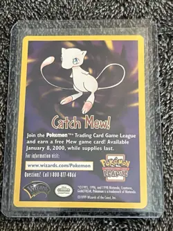 Catch Mew Promo Card - Pokemon the Movie - 1999 Pokemon Wizards of the Coast. - Image 5