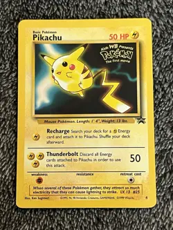 1999 Pokemon PIKACHU Black Star Movie Promo Card 1st Movie WB - Image 1