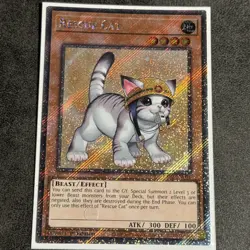 RA02-EN001 Rescue Cat Platinum Secret Rare 1st Edition NM Yugioh Card - Image 1