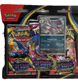 Pokemon TCG Phantasmal Flames 3-Pack Blister with Weavile Promo Card NEW, SEALED - Image 1