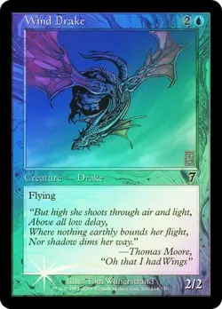7th Edition MTG FOIL Wind Drake Magic - Image 1