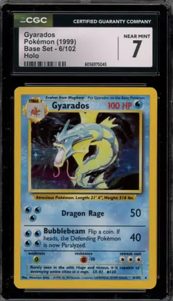 Pokemon Gyarados Base Set Unlimited Holo Rare #6 CGC 7 - Image 1