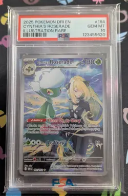 Pokemon TCG Cynthia's Roserade 184/182 Destined Rivals Illustration Rare PSA 10 - Image 1