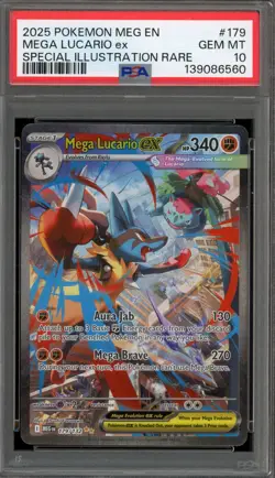 Pokemon Mega Lucario ex Mega Evolution Special Illustration Rare #179 PSA 10 - Image 1