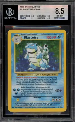 Pokemon Blastoise Base Set Unlimited Holo Rare #2 BGS 8.5 - Image 1