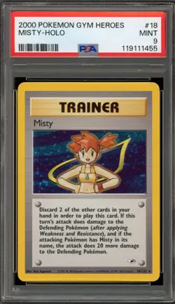 Pokemon Misty Gym Heroes Unlimited Holo Rare #18 PSA 9 Mint - Image 1