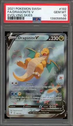 Pokemon Dragonite V Evolving Skies Full Alt Art #192 PSA 10 Gem Mint - Image 1
