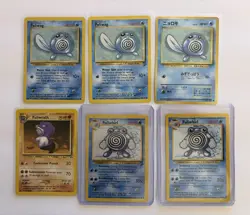 Poliwhirl & Poliwag & Poliwrath Pokemon Vintage Lot (6) Base Set 2 Neo Discovery - Image 1