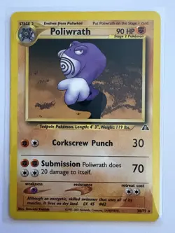 Poliwhirl & Poliwag & Poliwrath Pokemon Vintage Lot (6) Base Set 2 Neo Discovery - Image 2