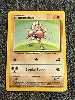 1999 Pokemon HITMONCHAN 007/102 Base Set Holo - Image 1