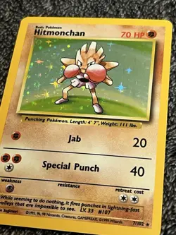 1999 Pokemon HITMONCHAN 007/102 Base Set Holo - Image 2