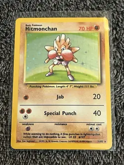 1999 Pokemon HITMONCHAN 007/102 Base Set Holo - Image 4