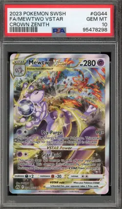 Pokemon Mewtwo VSTAR Crown Zenith Galarian Gallery Full Art #GG44 PSA 10 - Image 1